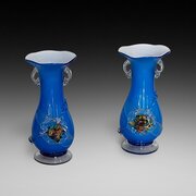 Pair Of Victorian Blue Glass Vases