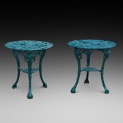 Pair Of Victorian Cast Iron Britannia Pub Tables 
