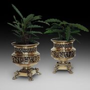 Pair Of Victorian Neoclassical Brass Planters
