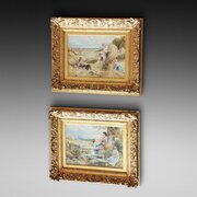 Pair Of Victorian Water Colours By Vernon Foster