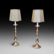 Pair Of  Victorian Brass Candlestick Lamps