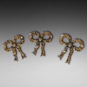 Set Of 3 Ribbon Backed Early 20thC Brass Wall Hook