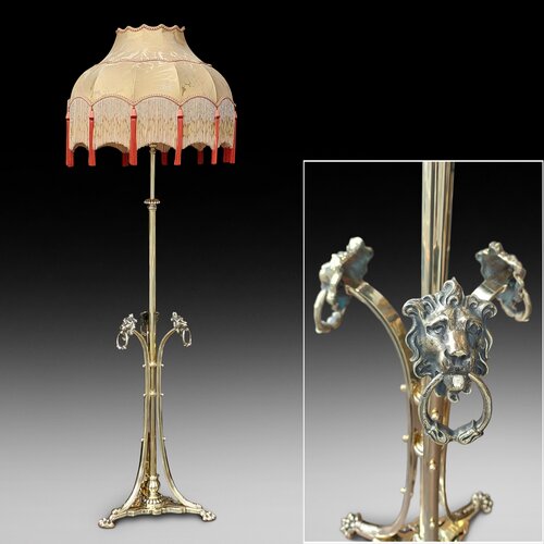Victorian Brass Adjustable Standard Oil Lamp