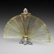 Victorian Brass Peacock Folding Fan Screen