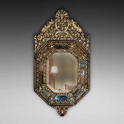 Victorian Embossed Brass Cushion Framed Mirror