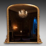 Victorian Giltwood & Gesso Overmantle Wall Mirror