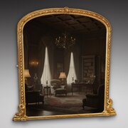 Victorian Giltwood & Gesso Overmantle Wall Mirror 