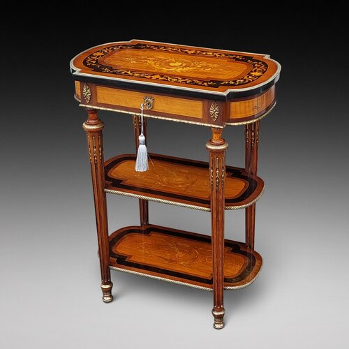 Victorian Marquetry Whatnot Jewellery Cabinet