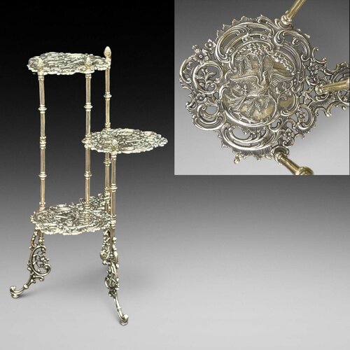 Victorian Ornate Brass Three Tier Stand