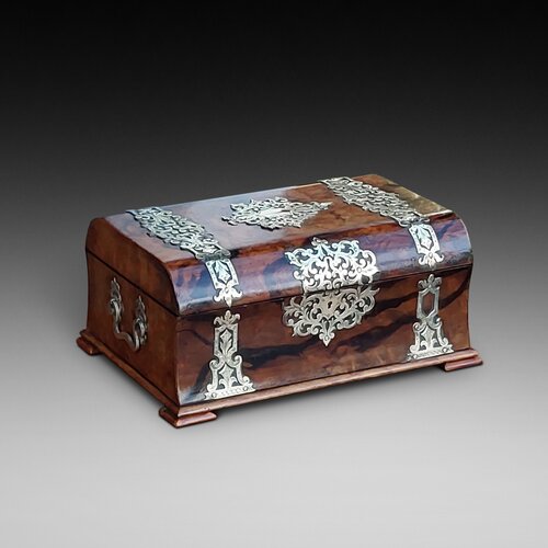 Victorian Walnut Brass Mounted Jewellery Box