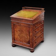 William IV Burr Yew Sliding Top Davenport Desk