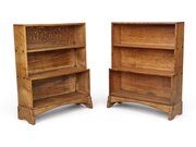 Pair Of Cotswold School Oak Waterfall Bookcases 