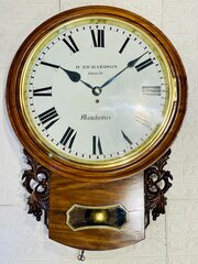 Large Oak Fusee Drop Dial Clock, Magnificent