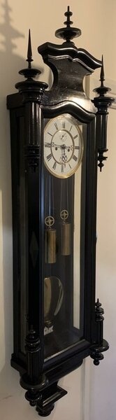 Lovely Striking 8 Day Ebonised Vienna Wall Clock