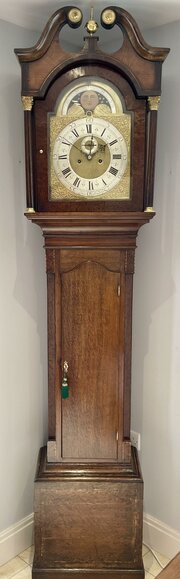 Walnut & Oak Georgian Moonphase Longcase Clock