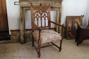 Chair Arts And Crafts Solid Walnut Gothic Armchair