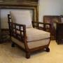 Chair fine solid Walnut Art Deco & Calf suede 1930