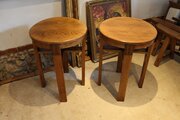 Tables rare pair Oak Heal  Son side lamp c1920
