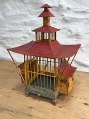 Chinese Pagoda Bird Cage With Original Paint C1900