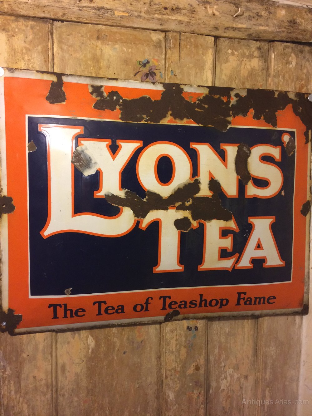 Antiques Atlas Lyons Tea Bevelved Enamel Sign as881a047