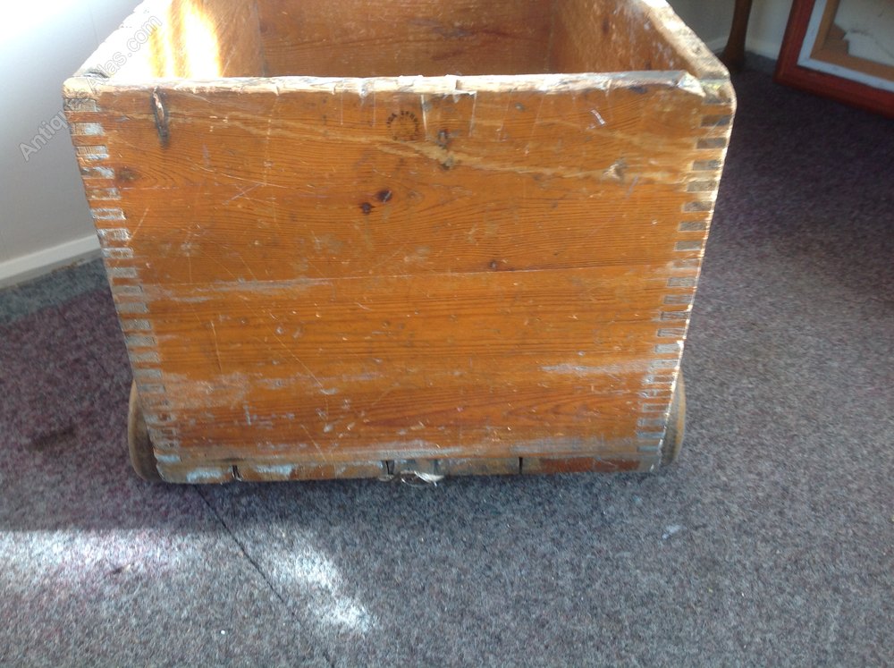 Antiques Atlas Vintage Wooden Toy Box On Wooden Wheels