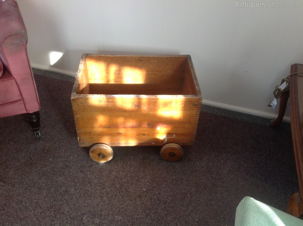 Antiques Atlas Vintage Wooden Toy Box On Wooden Wheels