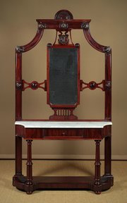 19th.c. Mahogany Hall Stand With Mirror & Table.