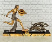Art Deco Figure Of Diana & Hounds C.1930