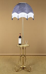 Brass Standard Lamp And Wine Table C.1900