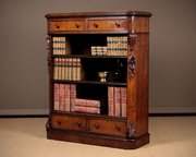 Burr Walnut Open Bookshelves With Drawers C.1880.