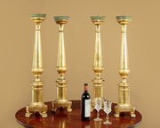 Four Large Giltwood & Toleware Candlesticks C.1810