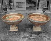 Large Cast Iron Garden Urns C.1890