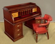 Large Walnut Cylinder Desk By Maple & Co. C.1890