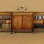 Long Bookcase Side Cabinet with Painted Decoration