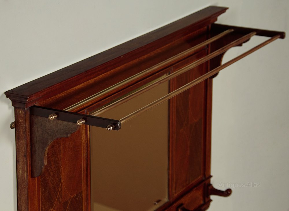 Mahogany Hall Mirror & Hat Rack With Hooks C.1910 Antiques Atlas