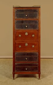 Mahogany & Leather Bank Of Drawers C.1960