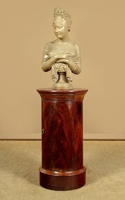 Marble Top Cylinder Pedestal Cabinet C.1860