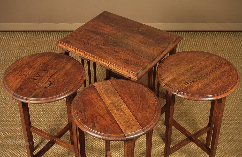 Nest Of Folding Oak Wine Tables C.1920. Antiques Atlas