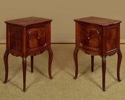 Pair Walnut & Marble Top Bedside Cabinets C.1880