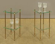 Pair Of Brass & Glass Side Tables C.1970