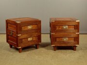 Pair Of Campaign Style Bedside Tables