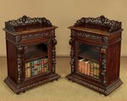 Pair Of Carved Oak Pier Cabinets C.1880