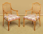 Pair Of Inlaid Satinwood Armchairs C.1920
