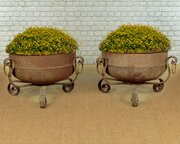 Pair Of Large Iron Garden Planters