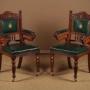 Pair of Large Oak & Leather Armchairs c.1880
