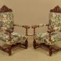 Pair of Large Oak & Tapestry Armchairs c.1900
