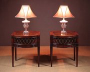 Pair Of Leather Top Side Tables.