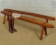 Pair Of Long Elm Benches C.1890