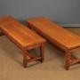 Pair of Long Oak Bench or Window Seats c.1900.