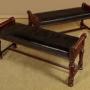 Pair of Mahogany & Leather Benches c.1880